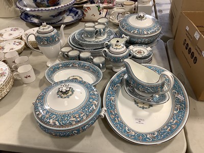 Lot 65 - Wedgwood turquoise 'Florentine' pattern part dinner and coffee service.