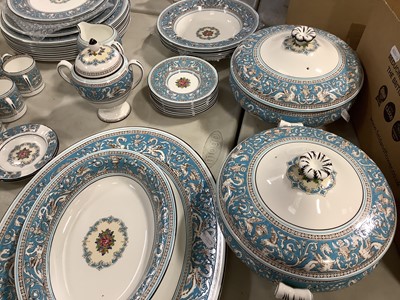 Lot 65 - Wedgwood turquoise 'Florentine' pattern part dinner and coffee service.