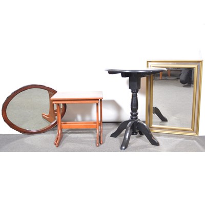 Lot 413 - Gilt framed mirror, oval mirror, G plan nest of two and a pub table.