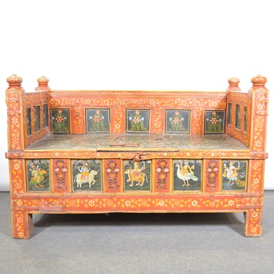 Lot 591 - Indian painted hardwood settle