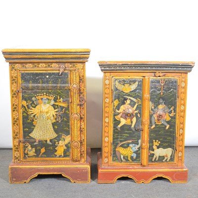 Lot 609 - Two Indian painted hardwood side cabinets