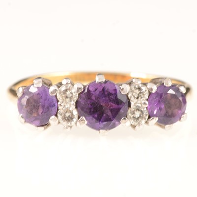 Lot 301 - 18 carat gold amethyst and diamond ring by Cropp and Farr.