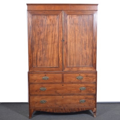 Lot 608 - George III mahogany press cupboard