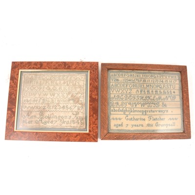 Lot 186 - George III and Victorian alphabet samplers.