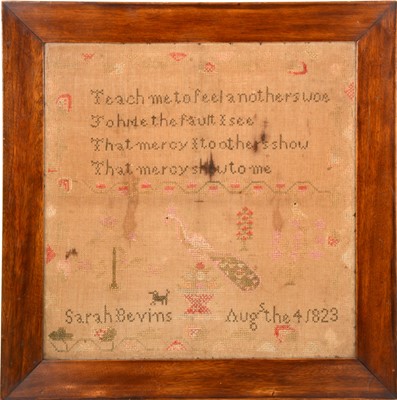 Lot 187 - George IV coloured thread sampler.