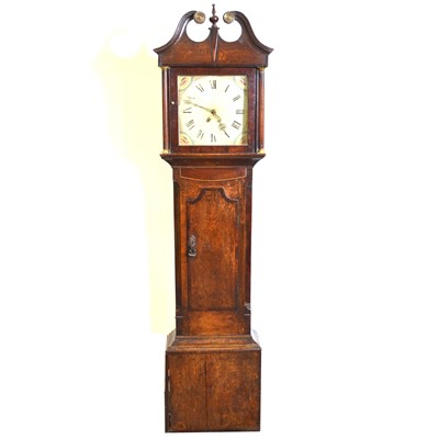 Lot 497 - Oak and mahogany longcase clock