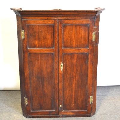 Lot 411 - 19th Century joined oak hanging corner cupboard