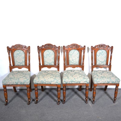 Lot 469 - Set of four Victorian carved walnut dining chairs.