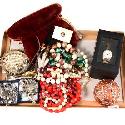 Lot 392 - Costume jewellery, modern wristwatches, 925 bracelet, Chester brooch.