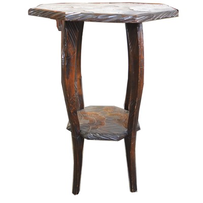 Lot 431 - Carved hardwood side table, retailed by Liberty & Co, early 20th century.