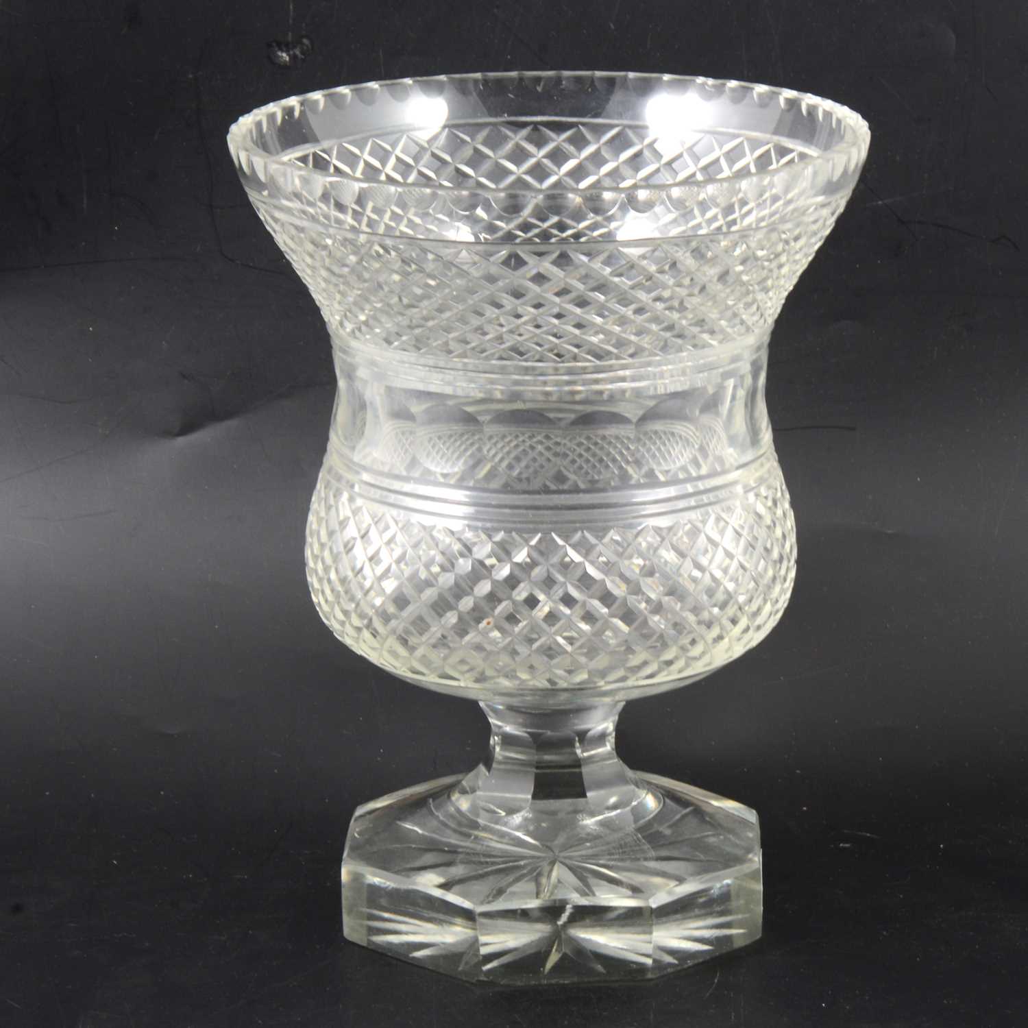 Lot 6 - Victorian cut-glass 'thistle' shaped vase.