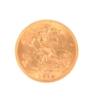 Lot 320 - Gold Half Sovereign, George V, 1914.