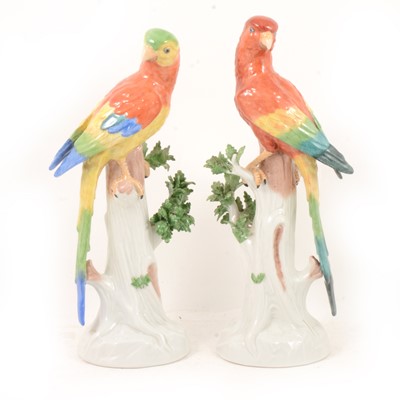 Lot 81 - Pair of Carl Thieme, Dresden, porcelain parrots.