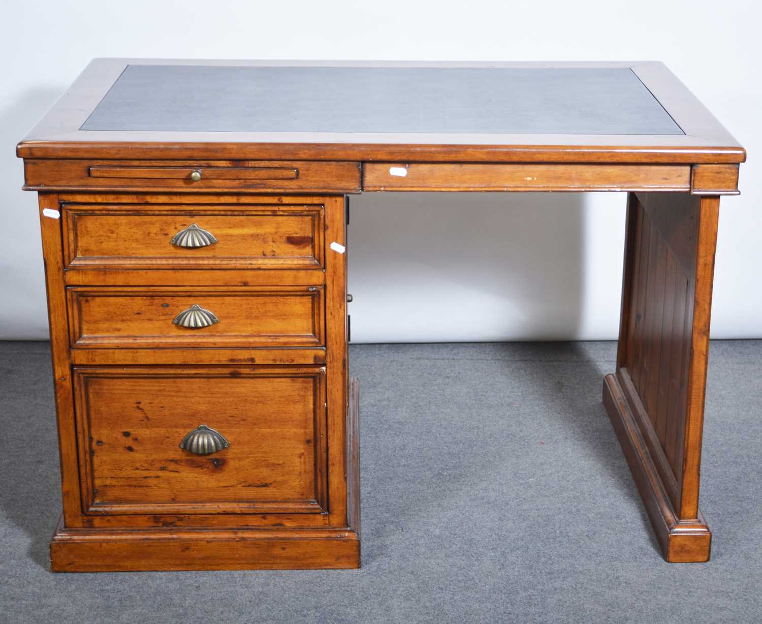 Lot 539 - Modern hardwood desk, and a matching swivel chair