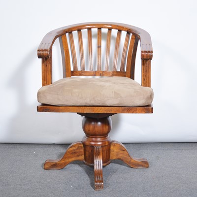 Lot 539 - Modern hardwood desk, and a matching swivel chair