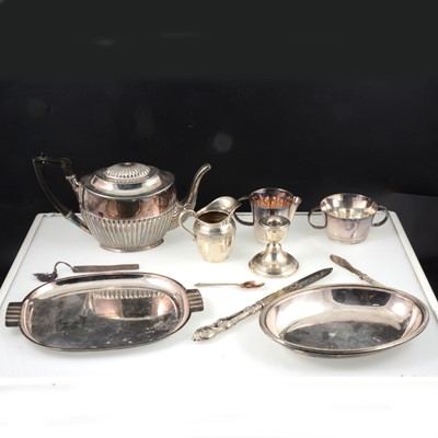 Lot 298 - American silver cream jug and other silver and plated wares.