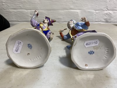 Lot 91 - Two pairs of Volkstedt porcelain figures, 20th century.