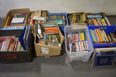 Lot 150 - Nine boxes of mixed books and DVDs
