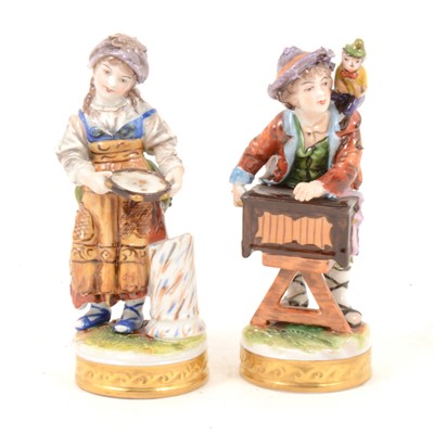 Lot 78 - Pair of Volkstedt porcelain figurines of street musicians.