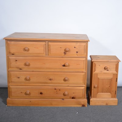 Lot 493 - Pine chest of drawers and a bedside table