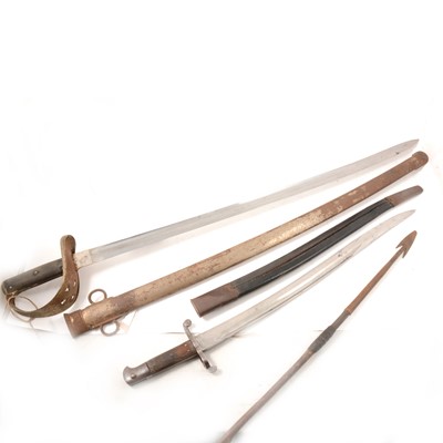 Lot 220 - A bayonet, a Sabre, and an African spear.