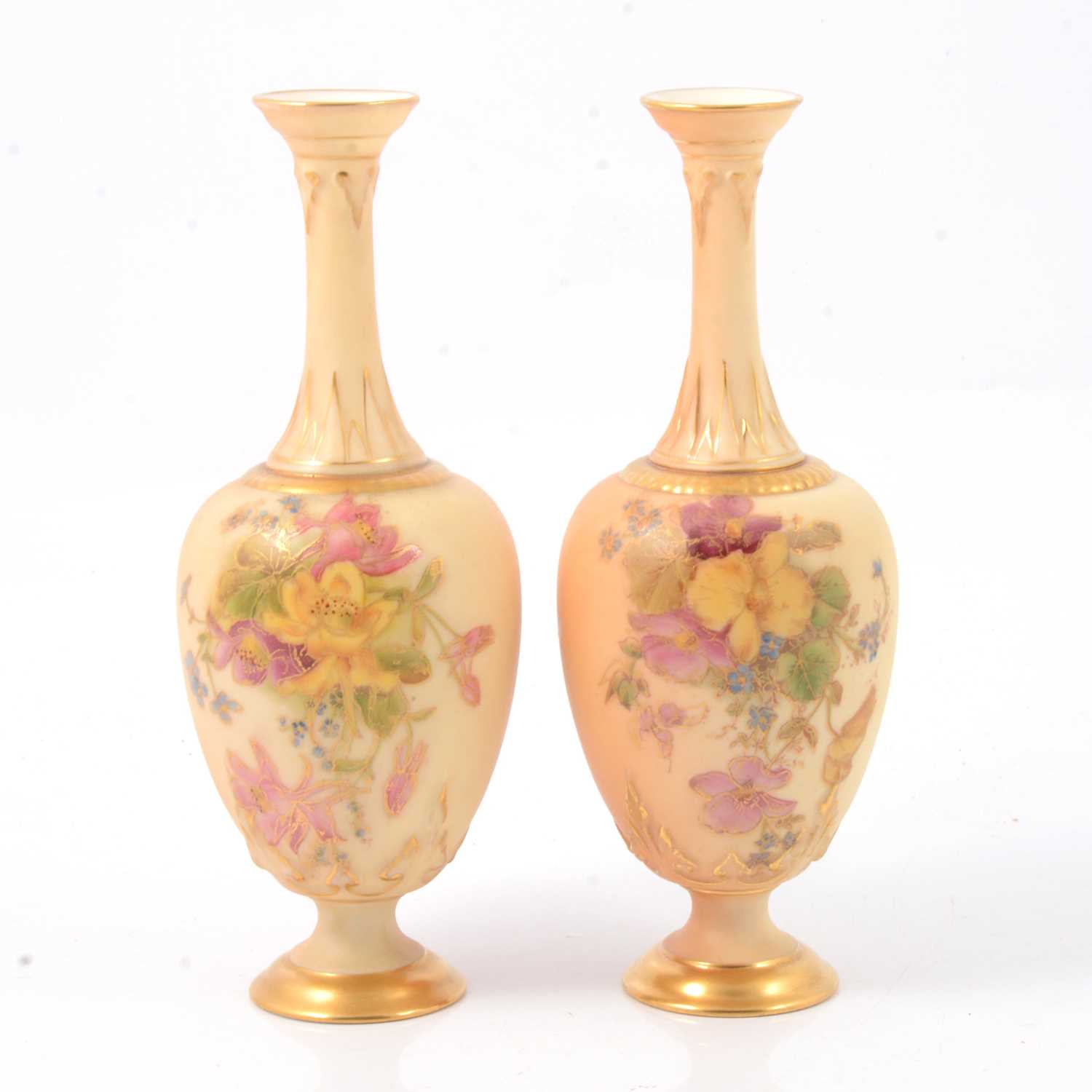Lot 36 - Pair of Royal Worcester bottle vases