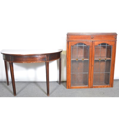 Lot 554 - An Edwardian bookcase and a D-end table.