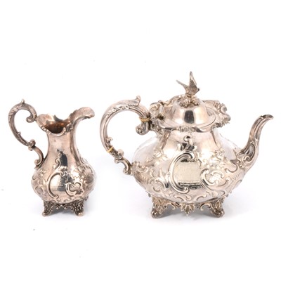 Lot 270 - A Victorian silver teapot and milk jug