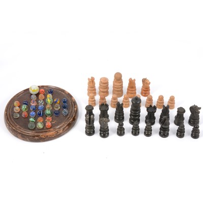 Lot 326 - Solitaire board, marbles and chess.