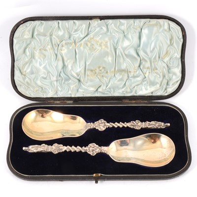Lot 253 - Pair of Victorian silver serving spoons