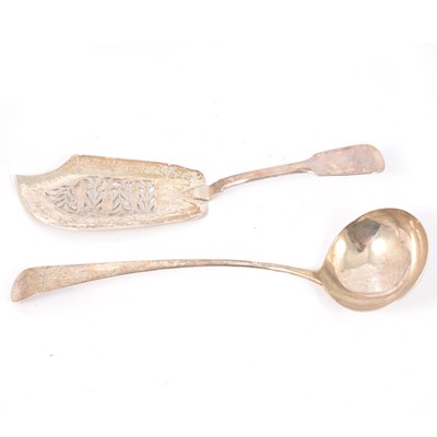 Lot 249 - George III silver ladle, and a silver fish slice