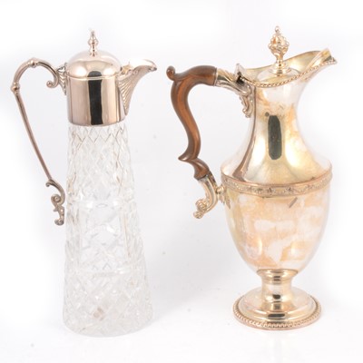 Lot 248 - Cut glass claret jug and a silver plated claret jug