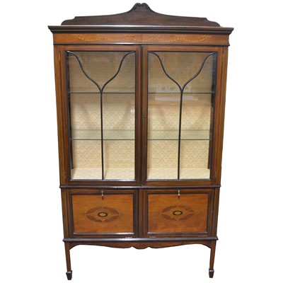 Lot 497 - Edwardian inlaid mahogany display cabinet.