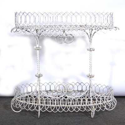 Lot 461 - Victorian white painted wirework jardiniere stand