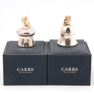 Lot 266 - Carr's of Sheffield Ltd silver tooth fairy mushroom box and another similar, new and boxed