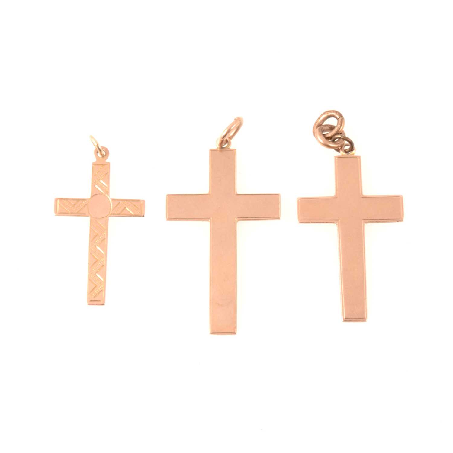 Lot 298 - Three rose metal crosses, one hallmarked 9
