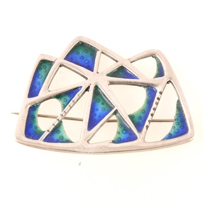 Lot 295 - David Lawrence - a 1960's abstract silver and enamel brooch.