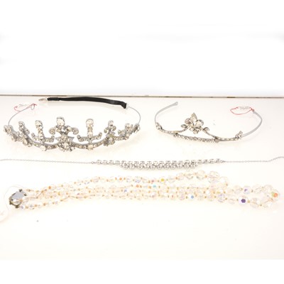 Lot 326 - Six crystal paste, paste and white metal necklaces, two paste tiaras