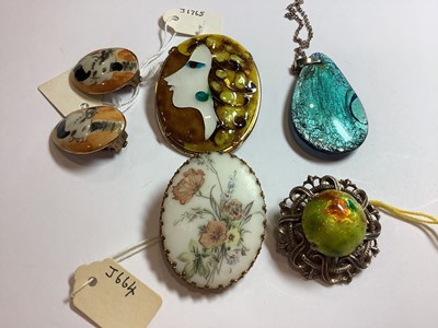 Lot 328 - Vintage colourful jewellery , enamel, pewter, bakelite, faux opal jewellery, Thomas L Mott, Miracle.