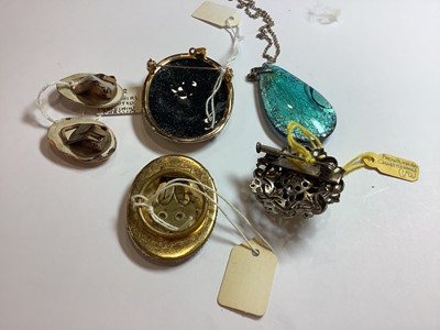 Lot 328 - Vintage colourful jewellery , enamel, pewter, bakelite, faux opal jewellery, Thomas L Mott, Miracle.