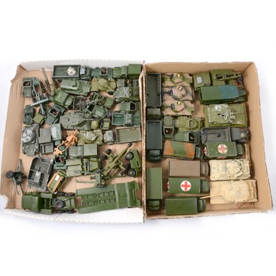 Lot 229 - Two trays of loose military die-cast models