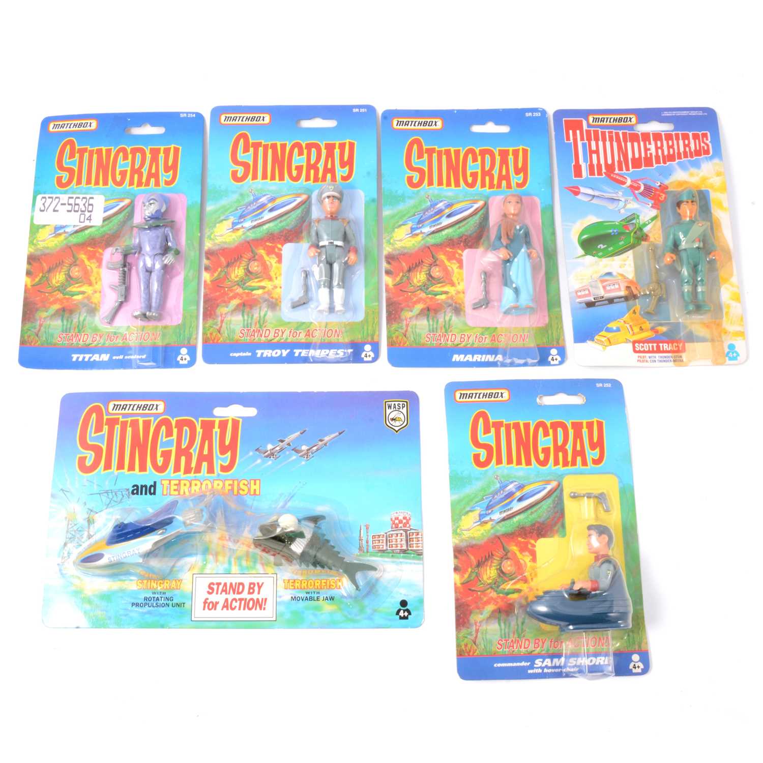 Lot 257 - Six Matchbox series Stingray and Thunderbirds figures