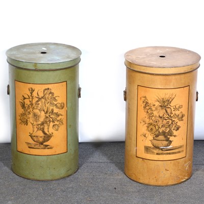 Lot 536 - Two French style painted tin laundry bins.