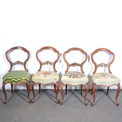 Lot 537 - Set of four Victorian walnut shaped balloon backed chairs