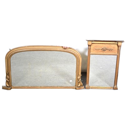 Lot 538 - Regency  style pier glass, and a Victorian gilt overmantel mirror.