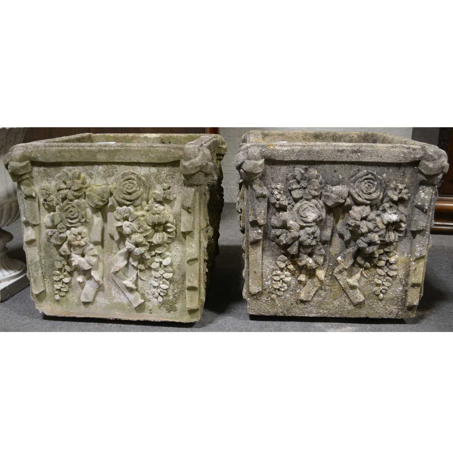 Lot 594 Pair Of Cast Concrete Square Planters   49318 0 Medium 