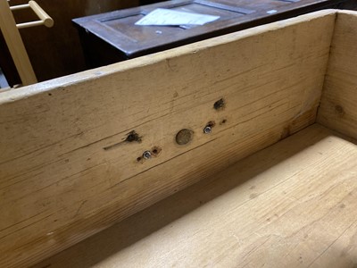 Lot 553 - Large pine kitchen dresser, with rack.