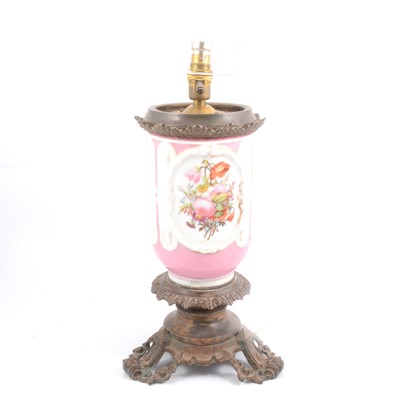 Lot 96 - A French porcelain table lamp.