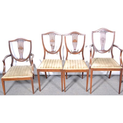 Lot 511 - Set of Edwardian inlaid mahogany salon chairs.