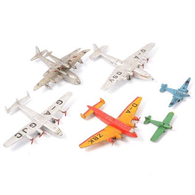 Lot 210 - Six loose Dinky Toy aircraft